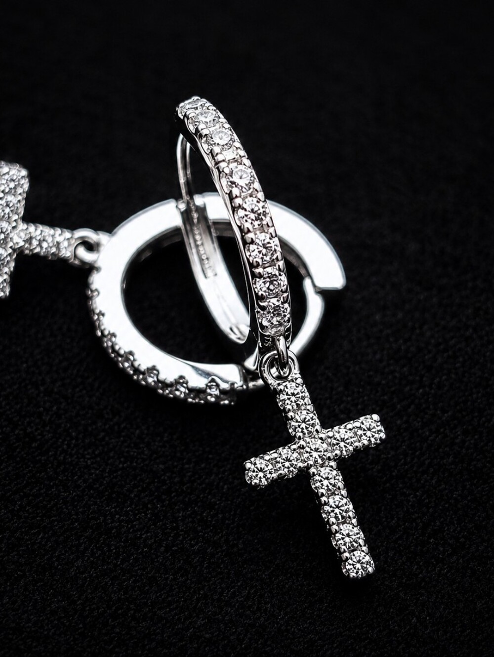 .925 Cross Hoop Earrings 